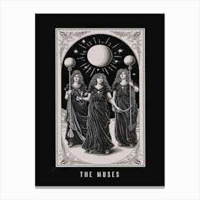 The Muses Tarot Card B&W Canvas Print
