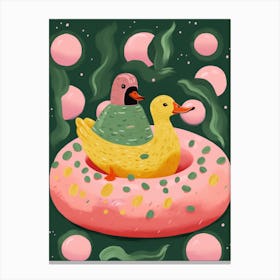 Ducks On A Donut Canvas Print