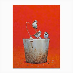 Birds In A Bucket Canvas Print