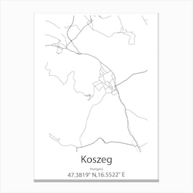 Koszeg,Hungary Minimalist Map Canvas Print