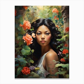 A Portrait Of A Woman In A Secret Garden Canvas Print