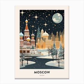 Winter Night  Travel Poster Moscow Russia 2 Canvas Print