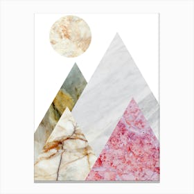 Pink Mountain with Moon Landscape Art Print Toile