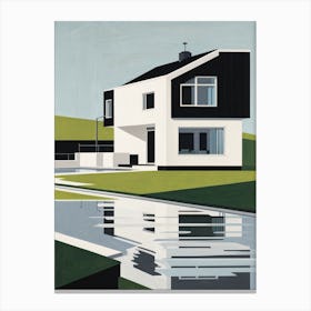 Minimalist Modern House Illustration (22) Canvas Print