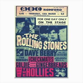 Rolling Stones 1965 Romford Abc Cinema Handbill (Uk) Canvas Print