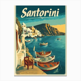 Aihrgdesign A Retro Travel Poster For Santorini Canvas Print