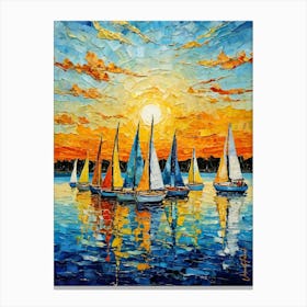 Small Sailboats At Dusk 2 Canvas Print