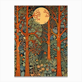 William Morris Rose Moon In The Forest Canvas Print