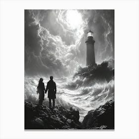 Stormy Seas, Romantic Monochrome Charcoal style Leinwandbild