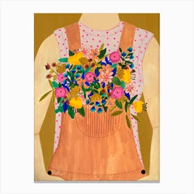 Dungarees With Flowers Canvas Print