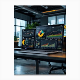 Corporate Dashboard Displaying Performance Metrics Client Engagement Data Marketing Overview Busi (1) Canvas Print