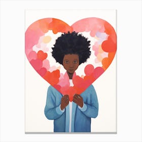 Person With Afro Hair Style Holding A Heart Canvas Print