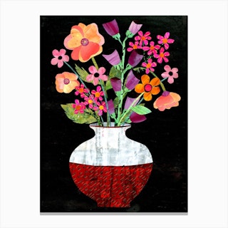 Vibrant Flowers For Dark Days Black Canvas Print