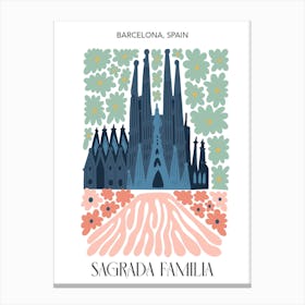 La Sagrada Familia   Barcelona, Spain, Travel Poster In Cute Illustration Canvas Print