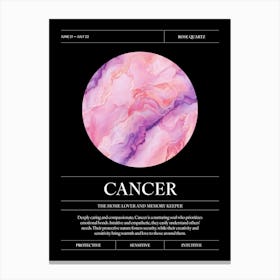 Rose Quartz Crystal Gem, Cancer Zodiac Sign Canvas Print