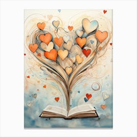 Swirl Storybook Open Novel Heart Canvas Print