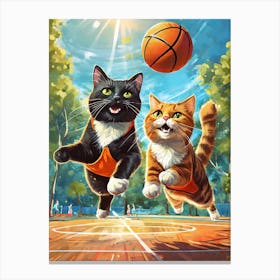 Basketball Cats Canvas Print