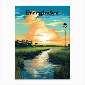 Everglades National Park Florida Marsh Travel Illustration Canvas Print