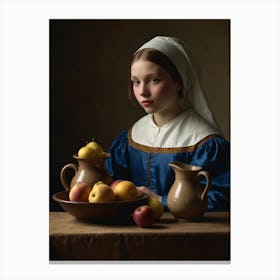 Girl With Apples Canvas Print