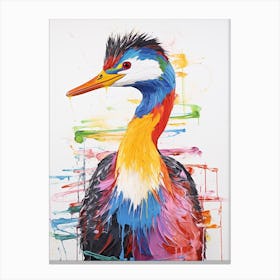 Colourful Bird Painting Grebe 1 Canvas Print