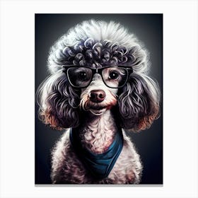 Poodle With Glasses animal dog Canvas Print