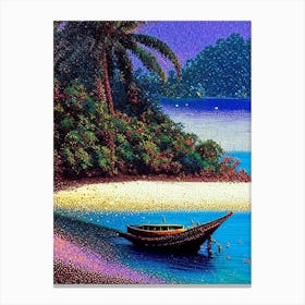 Koh Kood Thailand Pointillism Style Tropical Destination Canvas Print