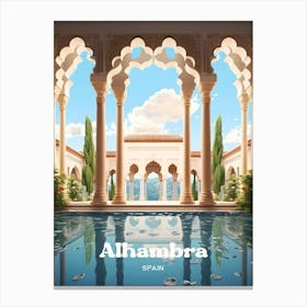Alhambra Spain Travel Art Illustration 1 Canvas Print