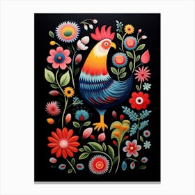 Folk Bird Illustration Chicken 7 Canvas Print