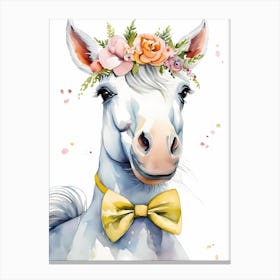 Baby Unicorn Flower Crown Bowties Woodland Animal Nursery Decor (26) Canvas Print