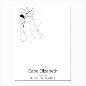 Cape Elizabeth,United States Minimalist Map 1 Canvas Print