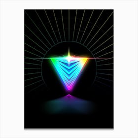 Neon Geometric Glyph Abstract in Candy Blue and Pink with Rainbow Sparkle on Black n.0353 Canvas Print