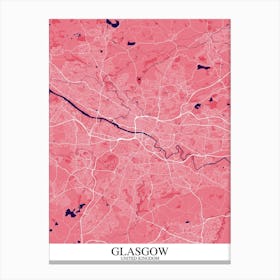 Glasgow Pink Purple Map Canvas Print