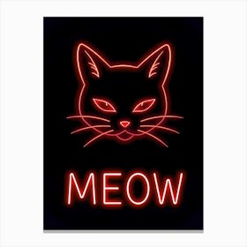 Neon Whiskers: Meow Neon Sign Canvas Print