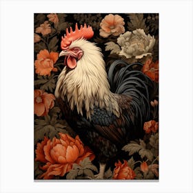 Dark And Moody Botanical Rooster 2 Canvas Print