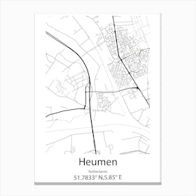 Heumen,Netherlands Minimalist Map Canvas Print