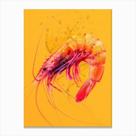 Shrimp On Yellow Background 1 Canvas Print