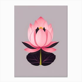 A Pink Lotus In Minimalist Style Vertical Composition 19 Canvas Print