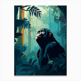 Chimpanzee In The Jungle Canvas Print