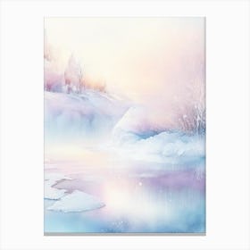 Frozen Landscapes With Icy Water Formations Waterscape Gouache 3 Canvas Print