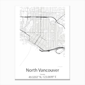 North Vancouver,Canada Minimalist Map Canvas Print