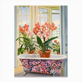 A Bathtube Full Of Orchid In A Bathroom 4 Canvas Print