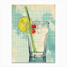 Gin & Tonic Illustration Geometric Background Canvas Print
