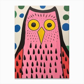 Pink Polka Dot Owl 1 Canvas Print