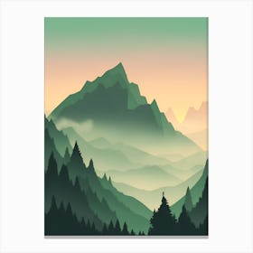 Misty Mountains Vertical Composition In Green Tone 98 Canvas Print