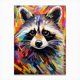 A Playful Raccoon In The Style Of Jasper Johns 2 Canvas Print