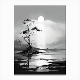 Tranquility Abstract Black And White 2 Canvas Print