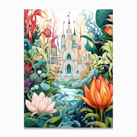 Lotusland Usa Garden Modern Illustration 1 Canvas Print