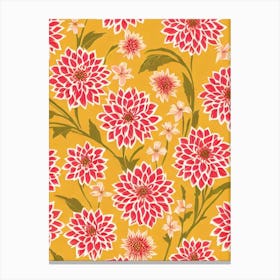 Dahlia Floral Print Warm Tones 1 Flower Canvas Print