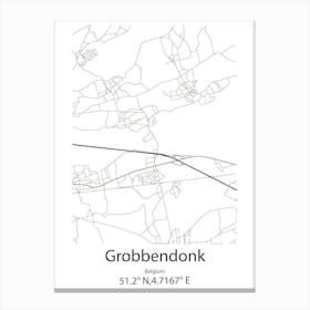 Grobbendonk,Belgium Minimalist Map Canvas Print