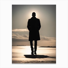 Silhouette Of A Man Walking Canvas Print